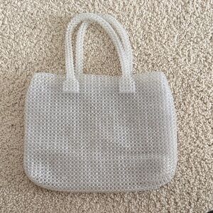 Elegant White Beaded Handbag